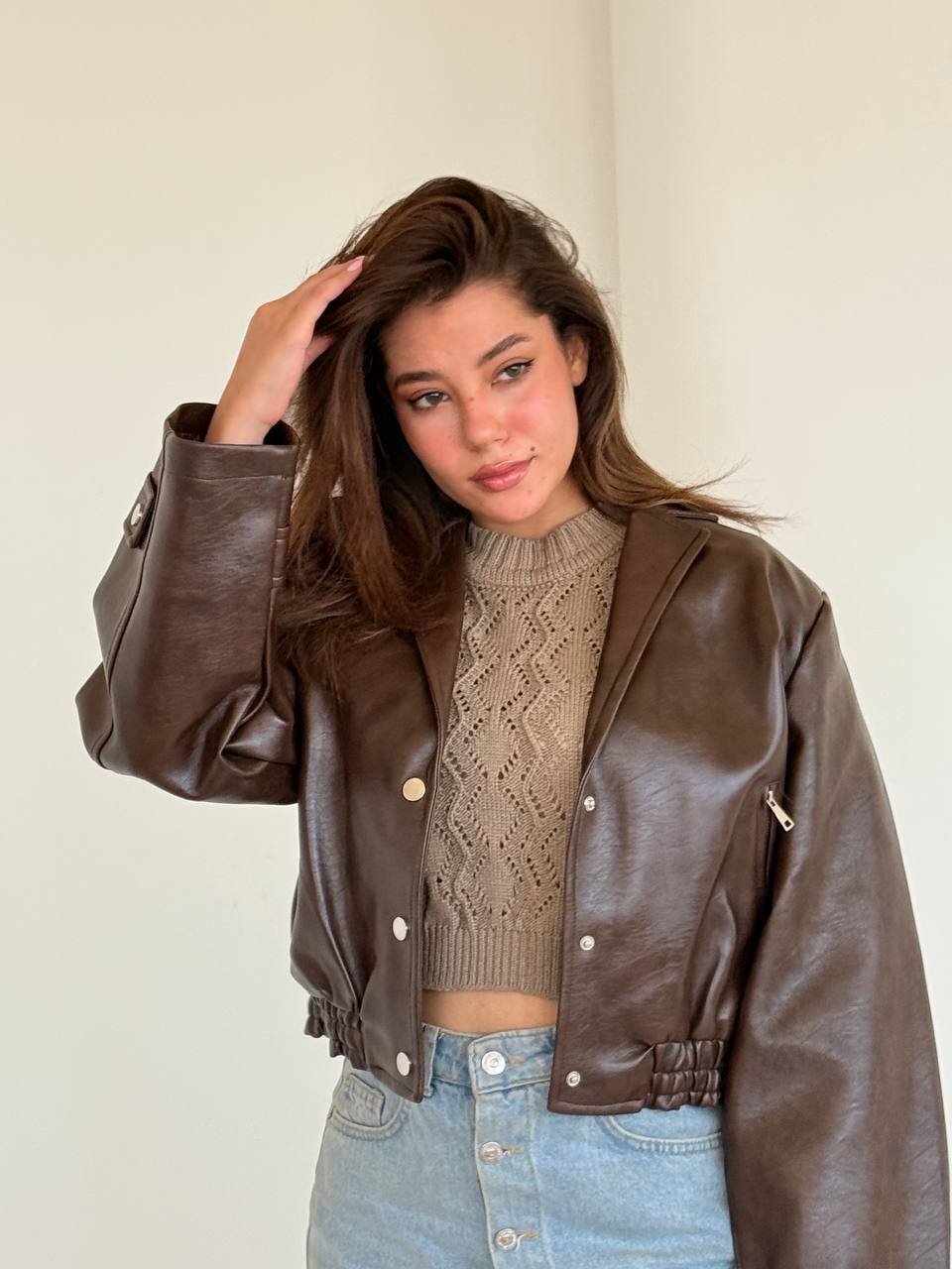 Leather Bomber Jacket - Image 3
