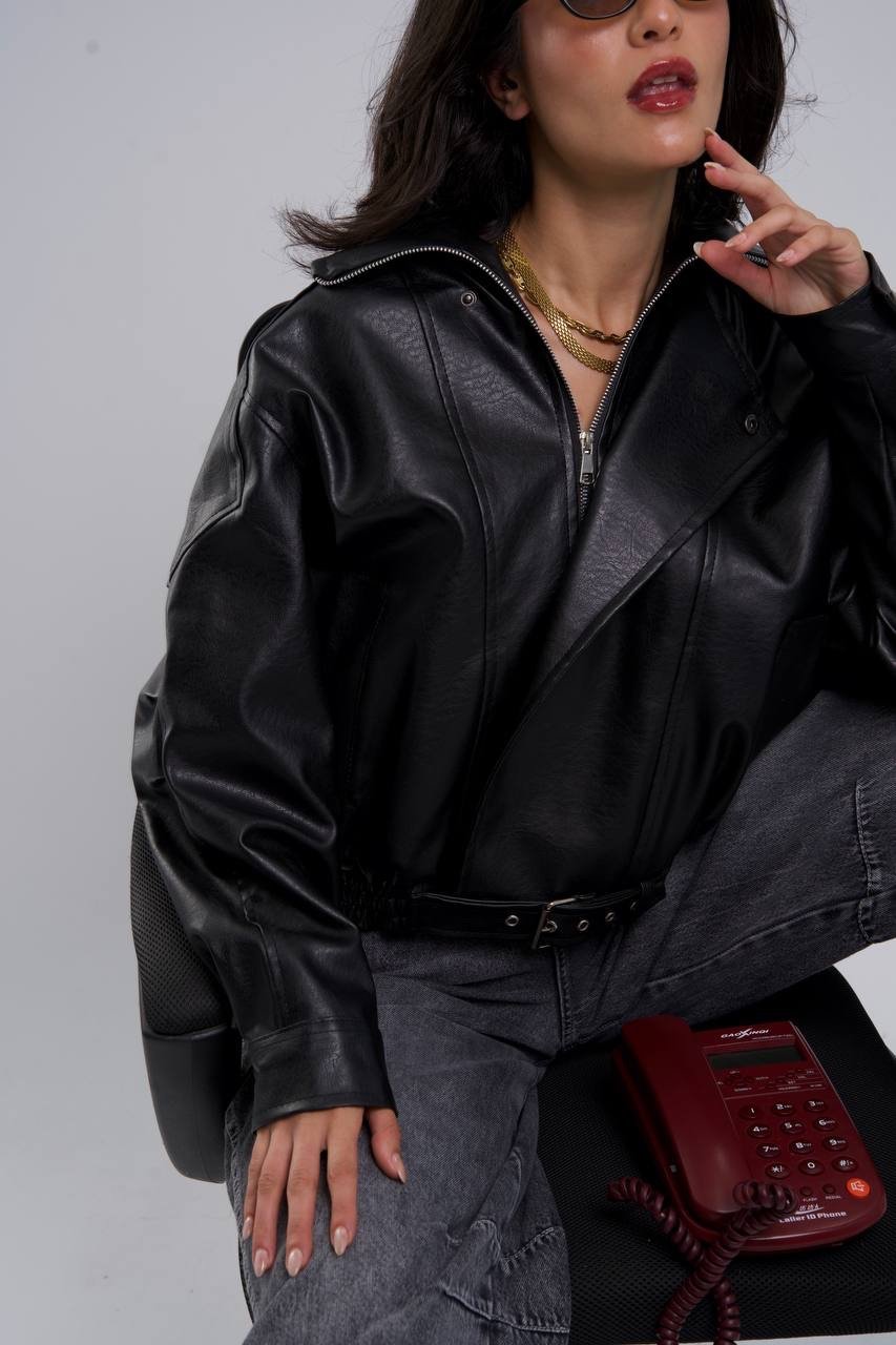 Leather Cropped Jacket - Image 4