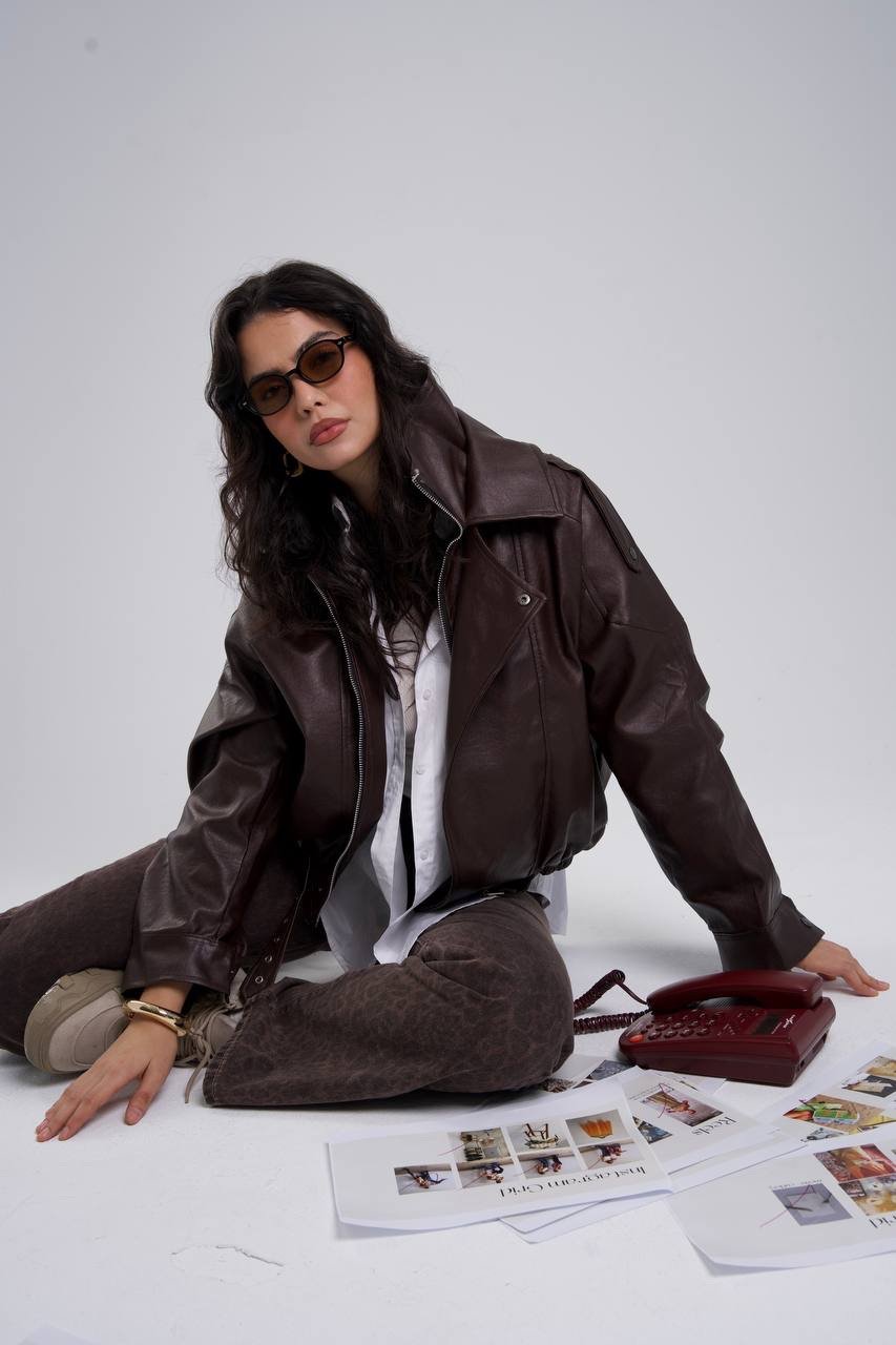 Leather Cropped Jacket - Image 3