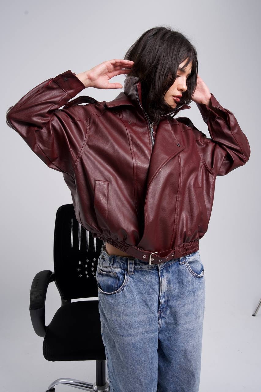 Leather Cropped Jacket - Image 2